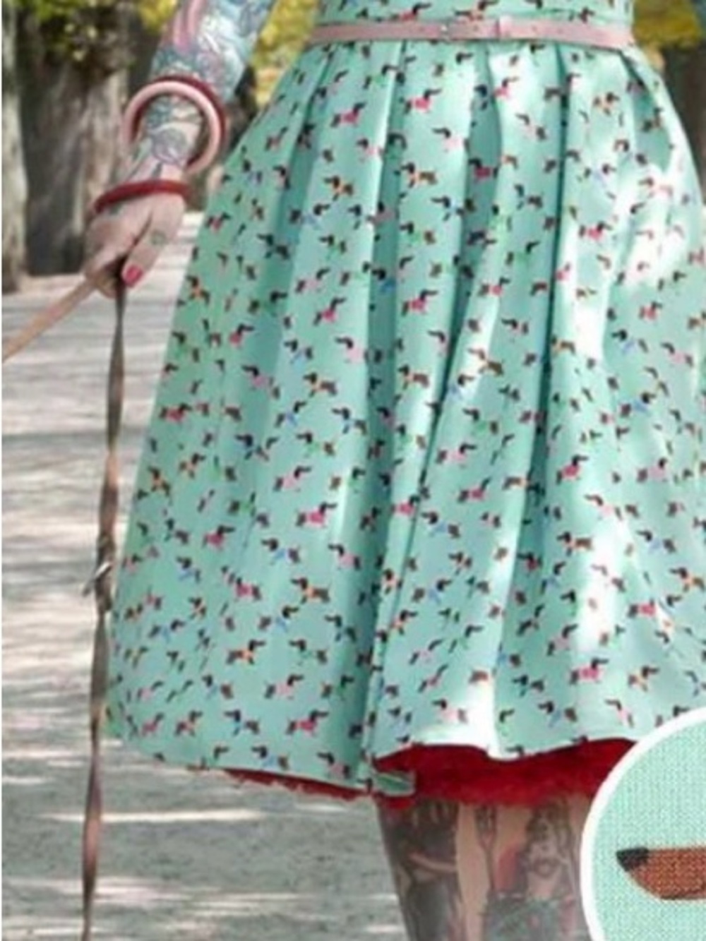 Modcloth Retro Mint Dachshund Print Fit & Flare Dress xl - Picture 3 of 7